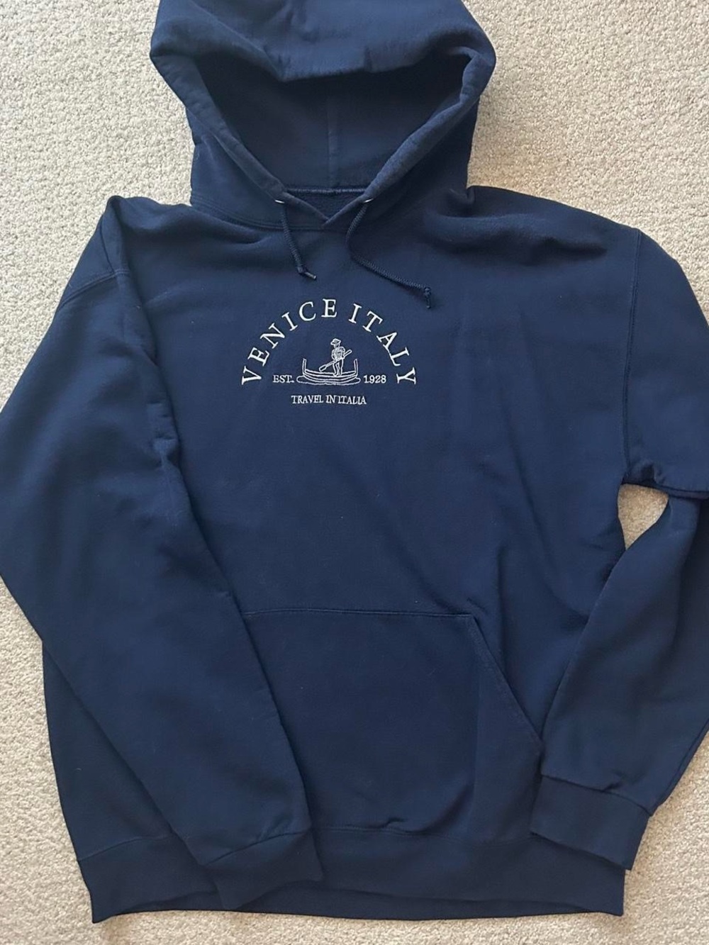 Gildan Navy Pullover Hoodie with Venice Italy Graphic